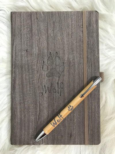Wolf footprint A5 notebook and pen