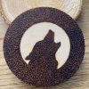 Howling Wolf silhouette coaster/mini wall plaque