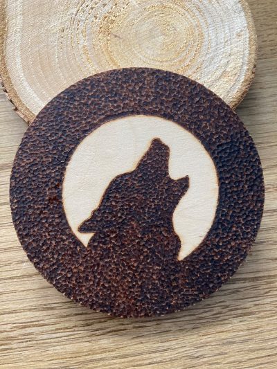 Howling Wolf silhouette coaster/mini wall plaque